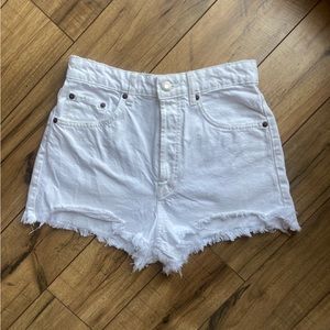 Zara cut off high waisted white jean shorts